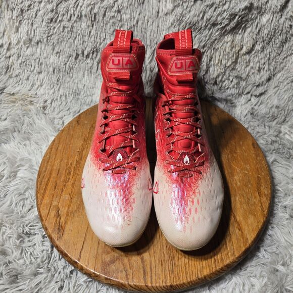 Under Armour Football Cleats Mens 11.5 Spotlight Lux MC 2.0 Red White Lace Ups - Picture 3 of 8